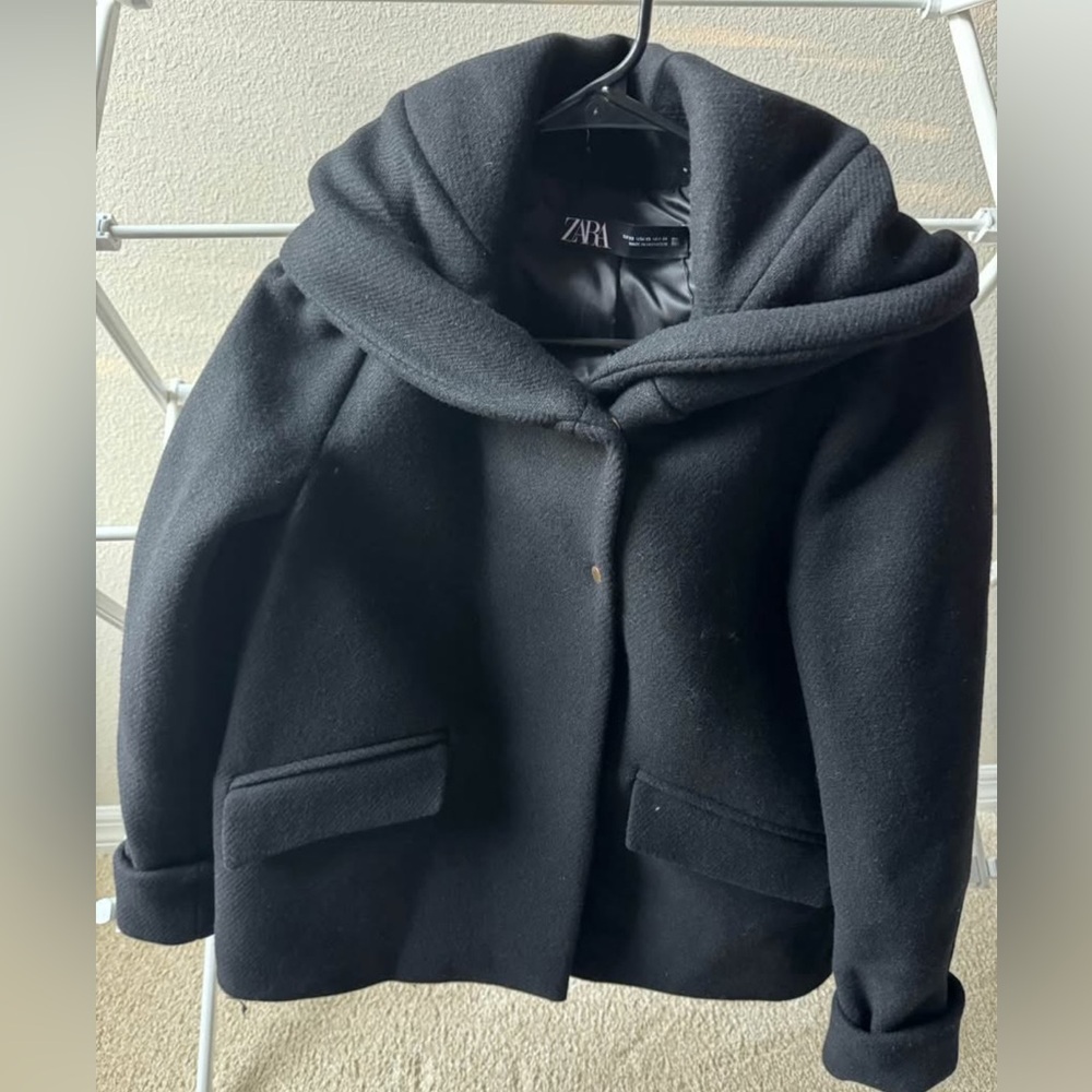 Zara Black Pea Coat NWT